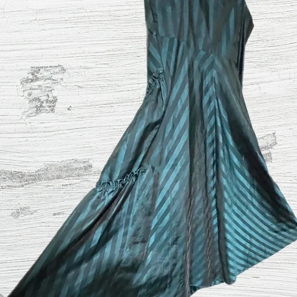 NWT $293 Betsey Johnson | Y2K | Unlined Teal Striped Corset Ruffle Dress | 4 - Picture 12 of 17
